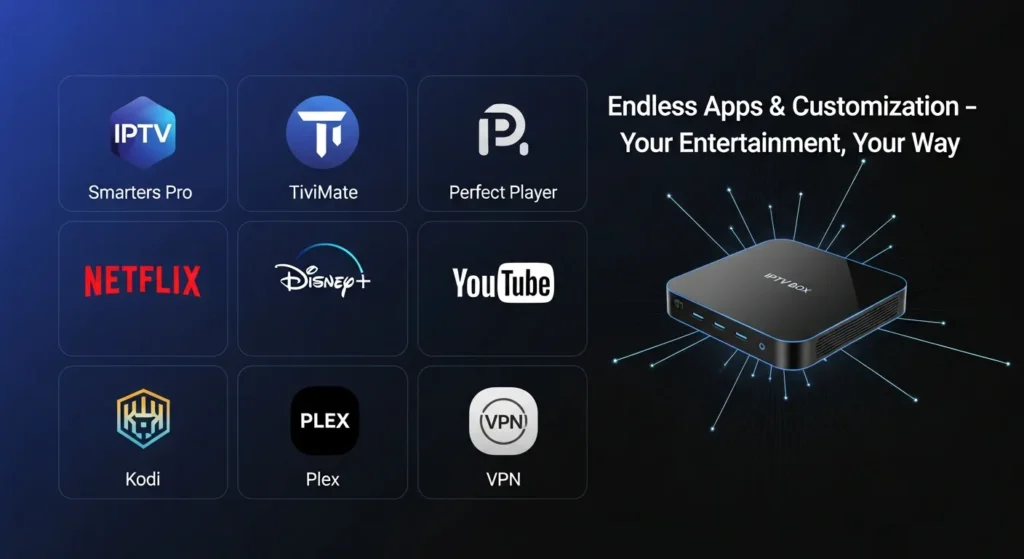 Customizable Apps & Add-Ons IPTV Box